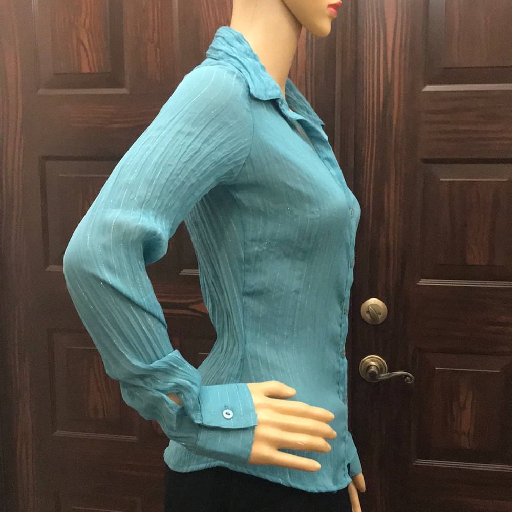 Teal shirt with silver stripes size M - Picture 8 of 17